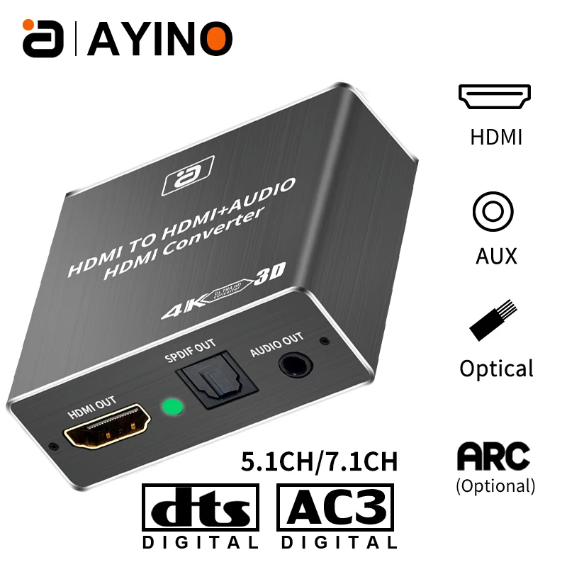 AYINO HD 1080P HDMI Совместимый оптический SPDIF RCA L/R экстрактор преобразователь Аудио