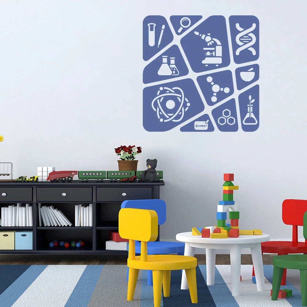 

Детская Наклейка на стену с коллажем в научном стиле, Настенная Наклейка для детской комнаты, наклейка для дома, декор для гостиной, роспись ...