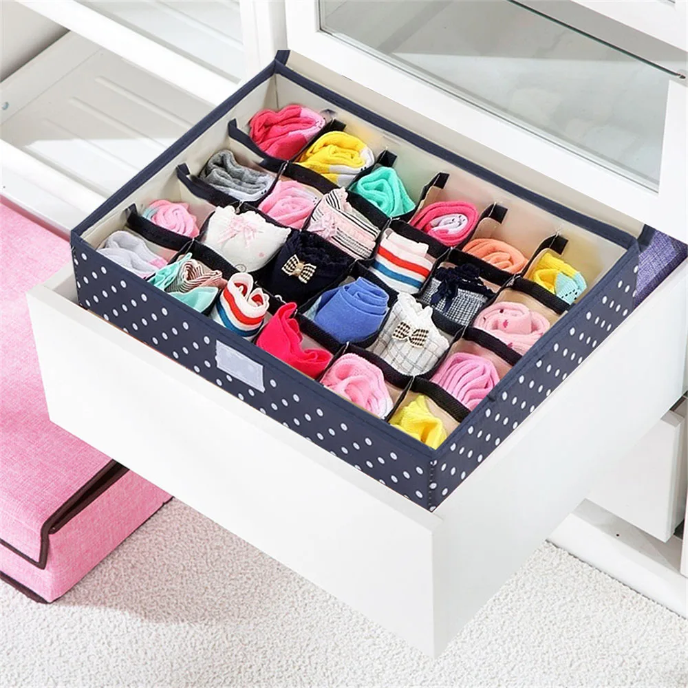 Ящики для хранения из ткани Оксфорд с 24 сетками складные носки покрытием ящиками