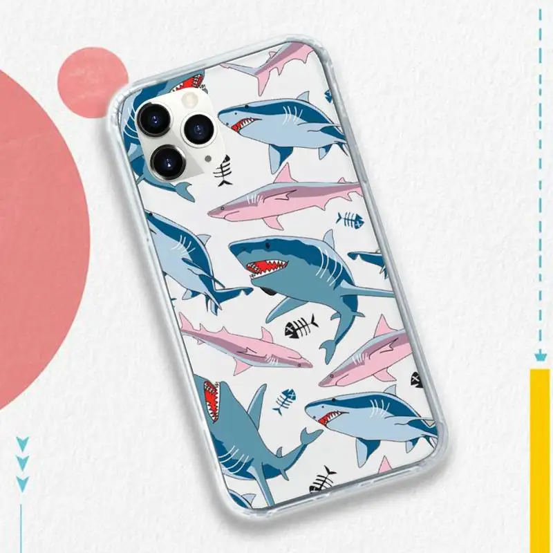 

Horror animal shark Phone Case Transparent soft For iphone 5 5s 5c se 6 6s 7 8 11 12 plus mini x xs xr pro max