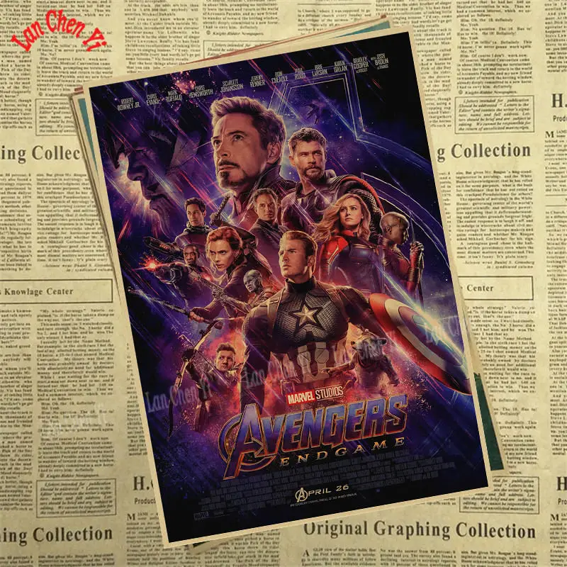 Белый Marvel Фильм Мстители: эндшпиль крафт-бумага плакат художественный напечатанный номер живопись наклейки на стену - Цвет: Белый