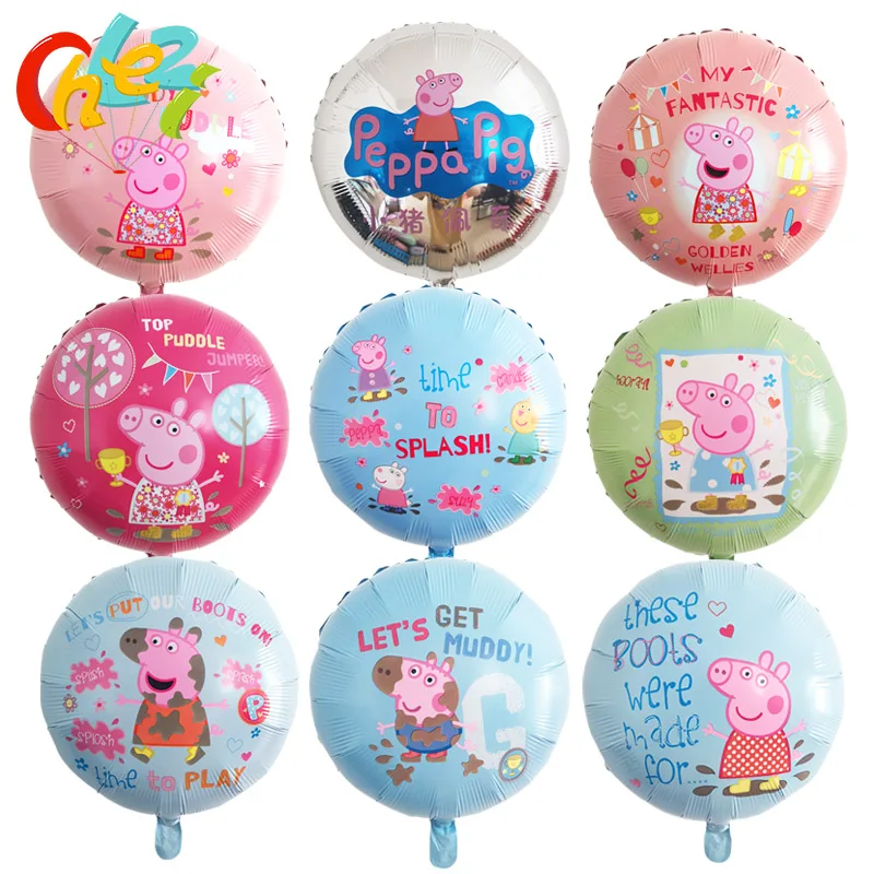Round MIX 50 шт. PEPPAPIG Джордж фольгированные шары ребенок с днем рождения вечерние украшения детский душ воздушные гелиевые балоны детские игрушки - Цвет: Round MIX