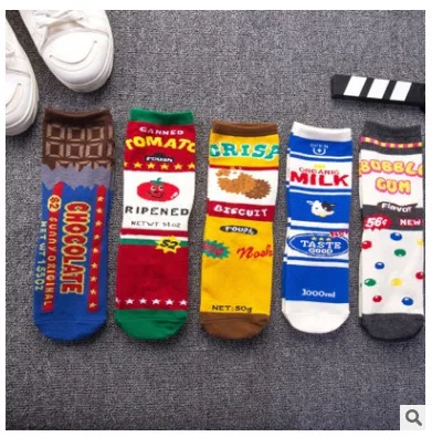 Harajuku Стиль осенние и зимние женские смешные мужские носки короткие в стиле
