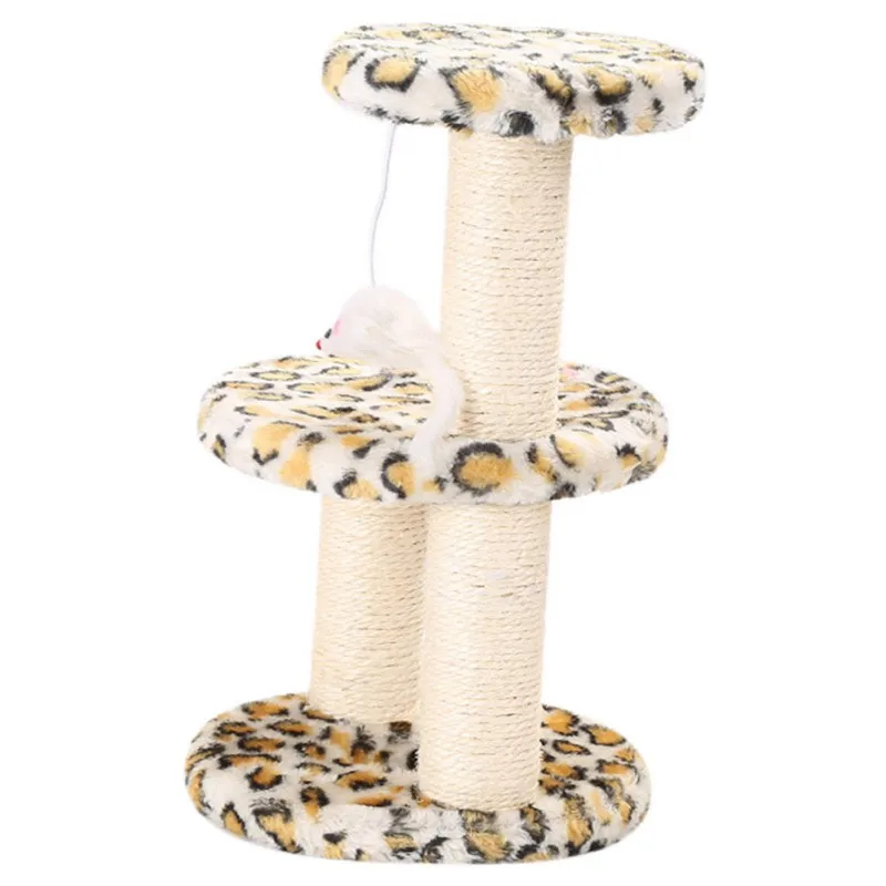 Трехслойная кошачья башня мебельное дерево с сизалем Натуральный сизаль имеет