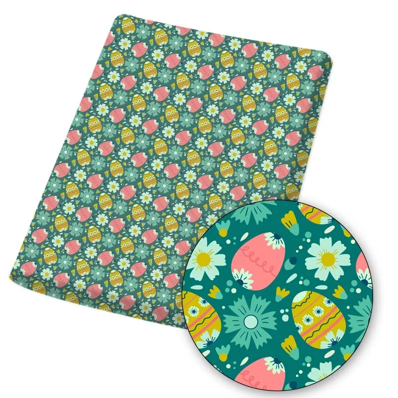 

IBOWS Polyester Cotton Fabric Easter Eggs Bunny Chocolate Printed Fabric DIY Sewing Home Textile Garment Material 45*150cm 80g
