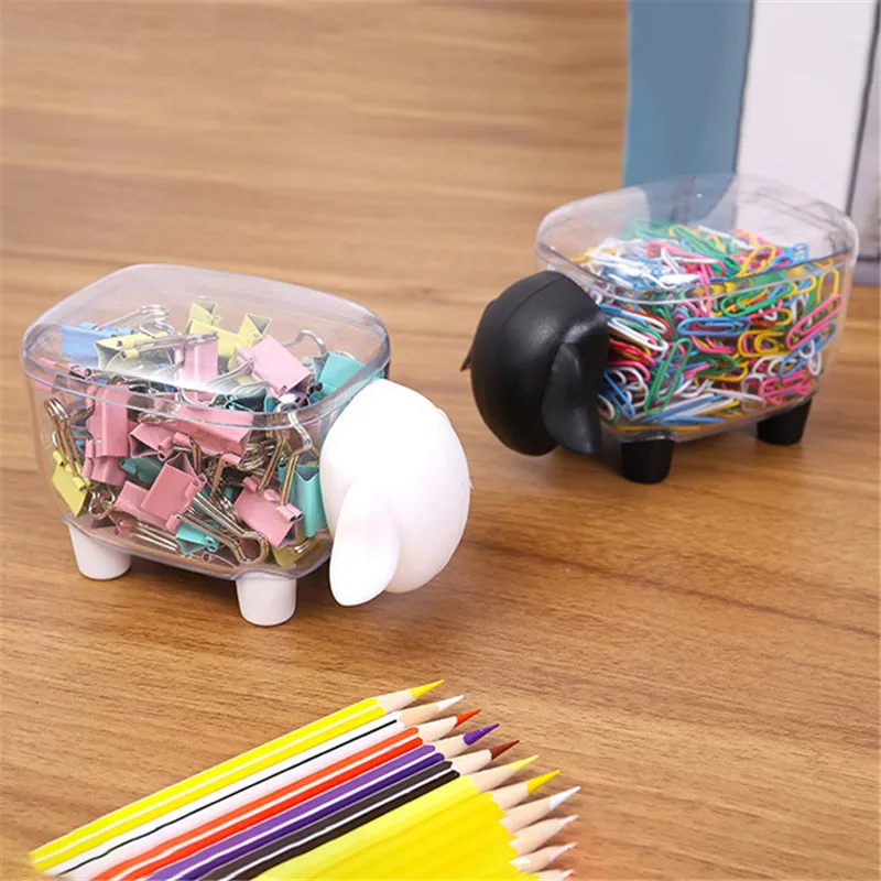 

Cute Sheep Creative Mini Plastic Cotton Swab Storage Box Household Dust-proof Desktop Organizer Cosmetic Cotton Storage Box 1Pc