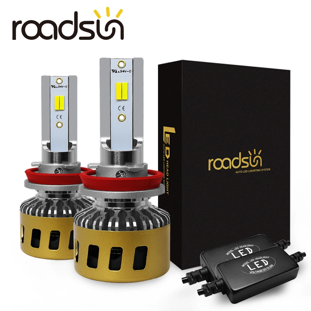 Лампа для автомобильных фар roadsun светодиодный светильник H7 H4 H11 H1 9005 9006 HB3 72 Вт 4300 К