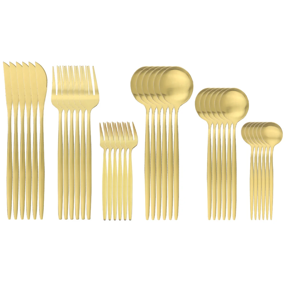 36 шт./набор набор столовых приборов золотистого ножей торт вилка ложка для