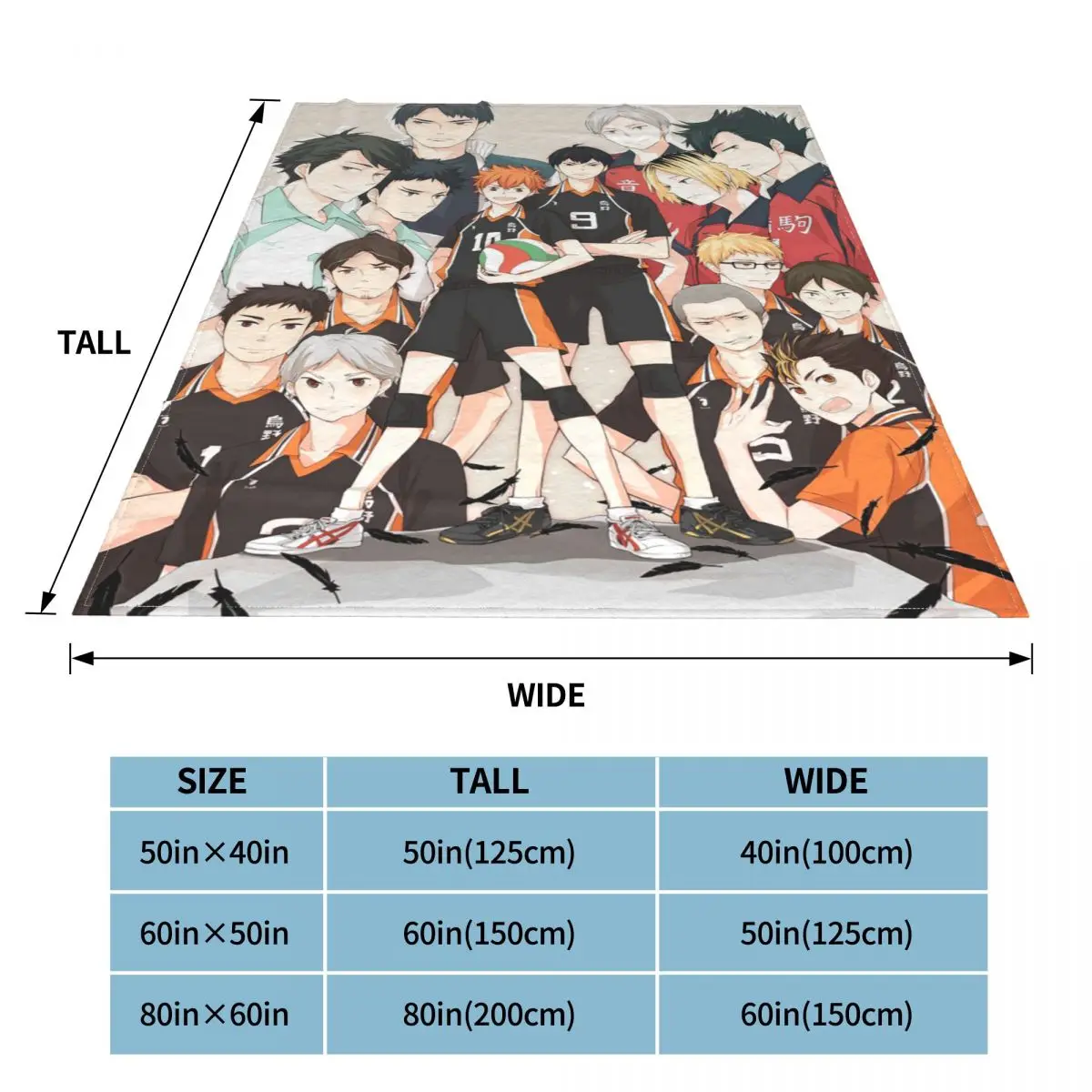 Флисовое одеяло Haikyuu Karasuno Team легкое японское брикет для кровати дивана