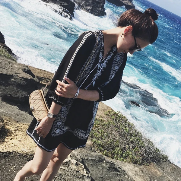 Женские платья TEELYNN размера плюс винтажное черное хлопковое мини-летнее платье с