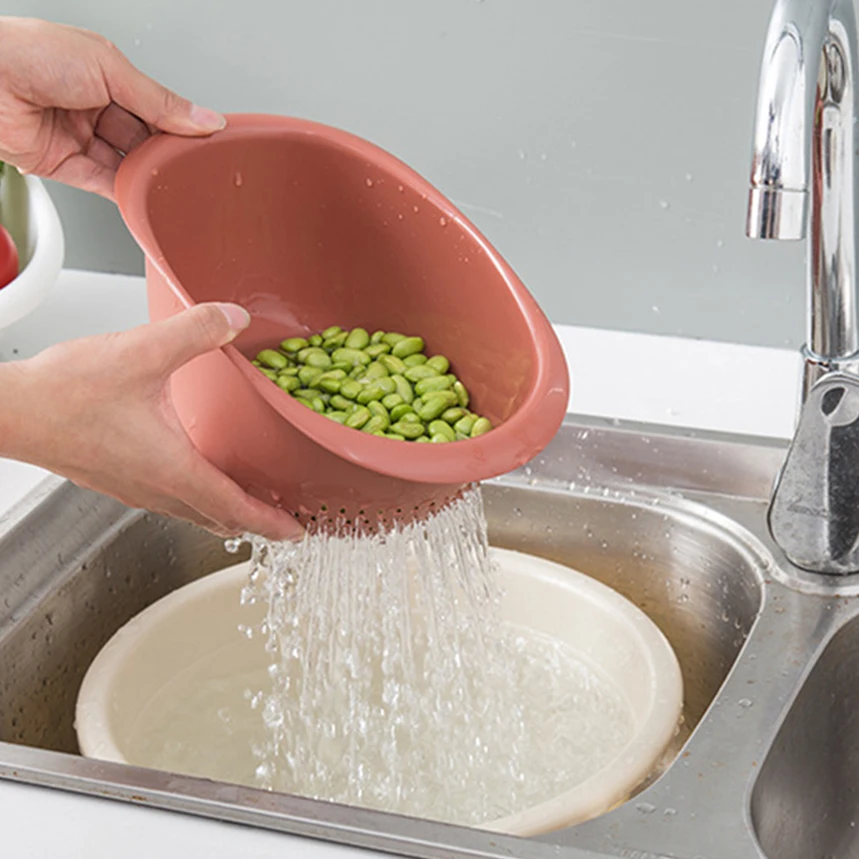 Пластик риса фильтр для мытья бобов гороха Еда овощи фрукты сливная корзина сито