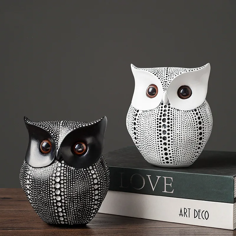 Скандинавские минималистичные фигурки животных в виде белой/черной совы