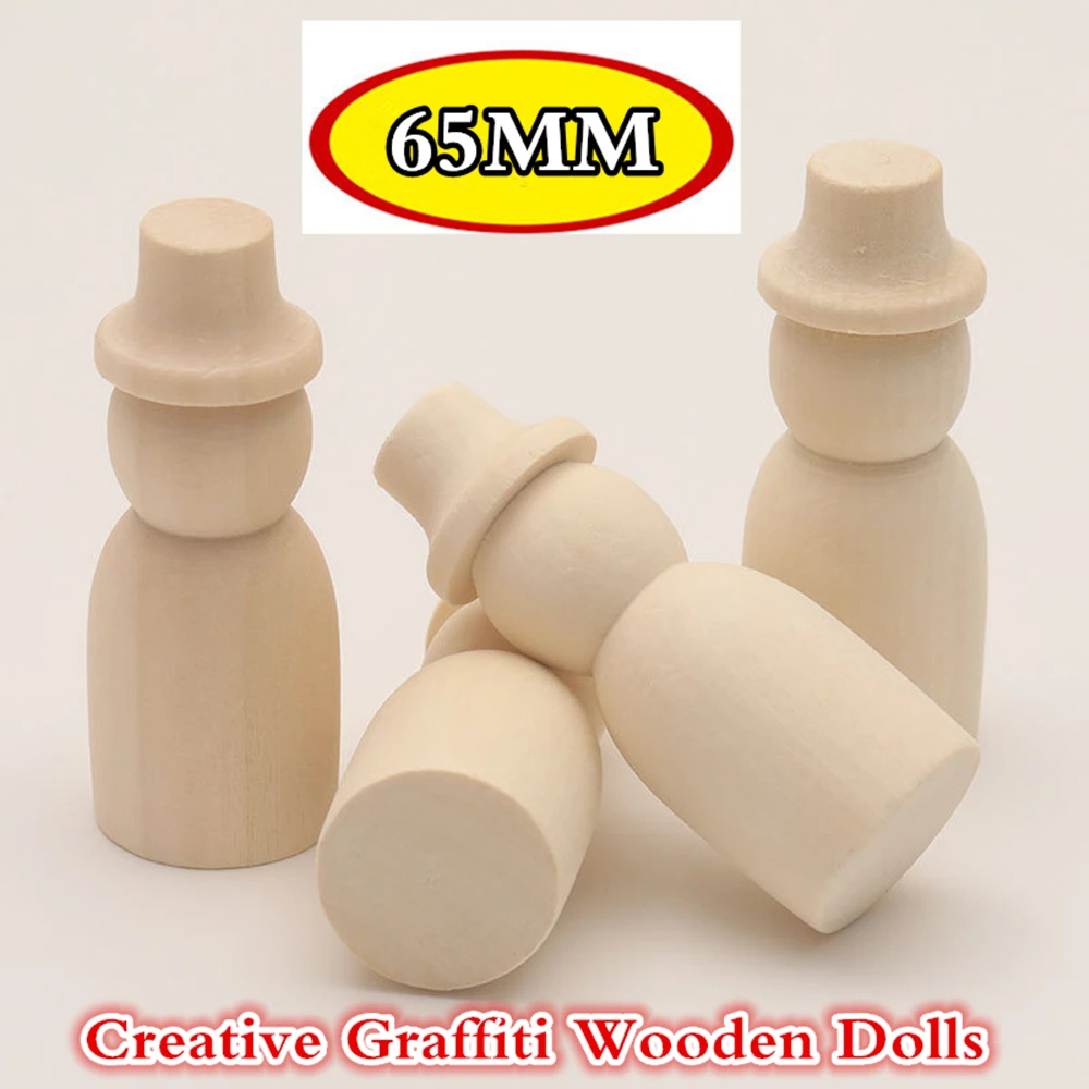 5 шт 65 мм носить шляпу деревянные колышки для кукол Неокрашенные Фигурки поделки
