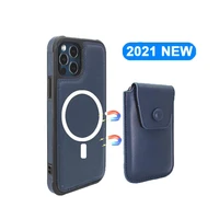 magnetic case magnet adsorption card holder for iphone12 pro max mini phone case support wireless charging back clip case wallet