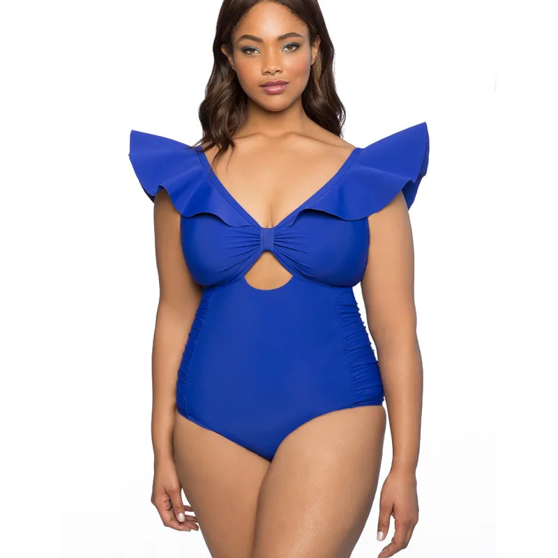 

2021 Summer New Plus Size One-Piece Women Swimsuit Sexy Ruffled Plus Size One-Piece Swimsuit Women