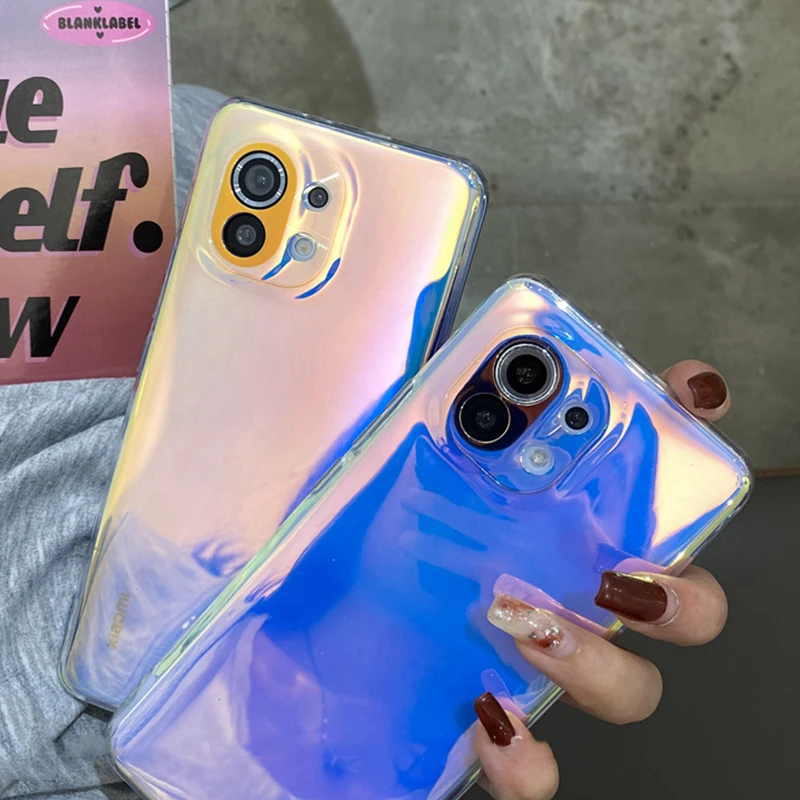 purple laser rainbow colorful phone case for xiaomi redmi note 11 pro note 10 9 8 pro mi 12 11t pro poco x3 pro soft cover case free global shipping