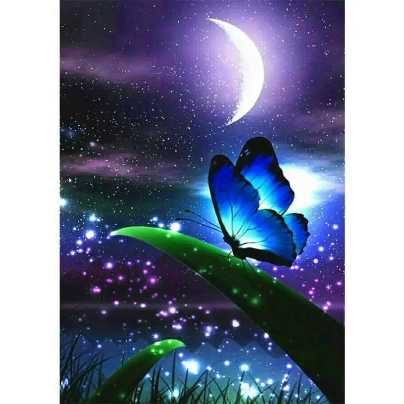 Луна бабочка 5D полная алмазная живопись вышивка Diy Вышивка крестом домашний