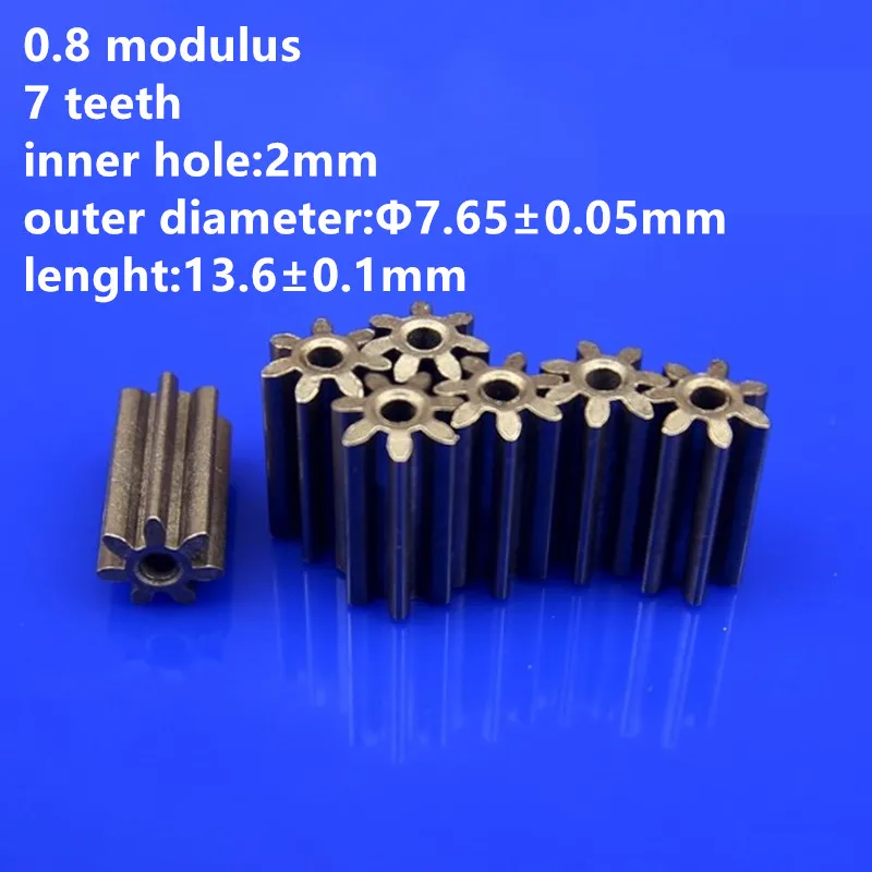 10pcs/lot 0.8 Modulus 7 Teeth Inner Bore 2mm Motor Gear for Model Accessories Metal | Обустройство дома