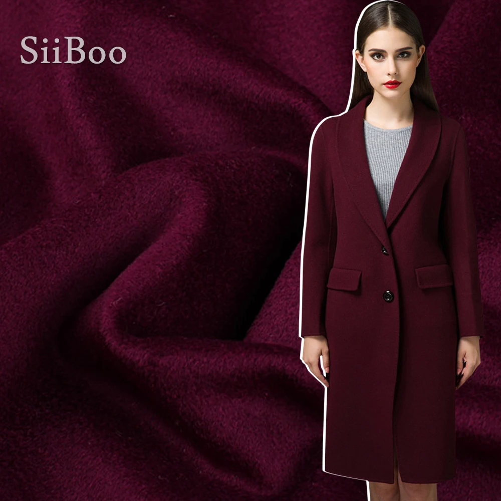 Australia high quality texture purple-red cashmere wool blend fabric for women winter coat tela de cachemir tissu SP6011