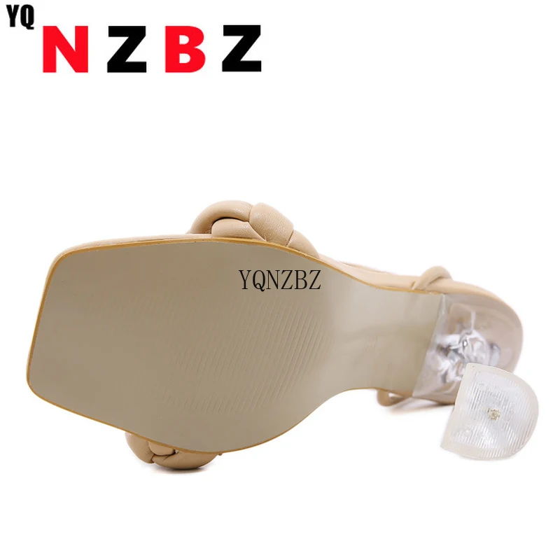 

YQNZBZ 2021 New Summer Fashion Design Weave Women Sandals Transparent Strange High heels Ladies Sandals Open Toe Shoes