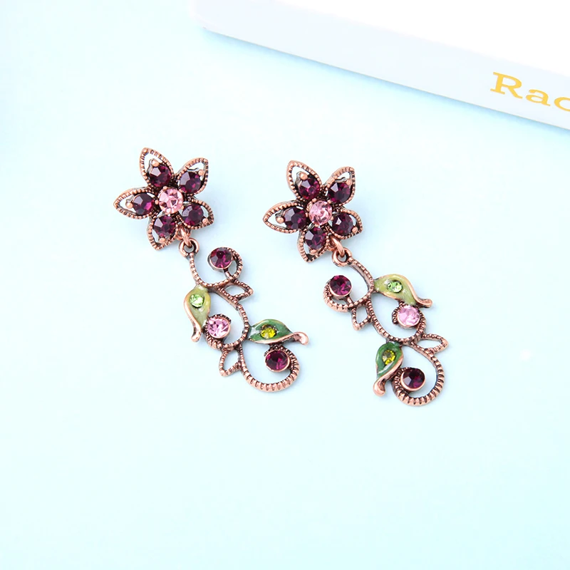 Bohamia Новое поступление кристалл эмаль цветок бабочка серьги ожерелье для женщин