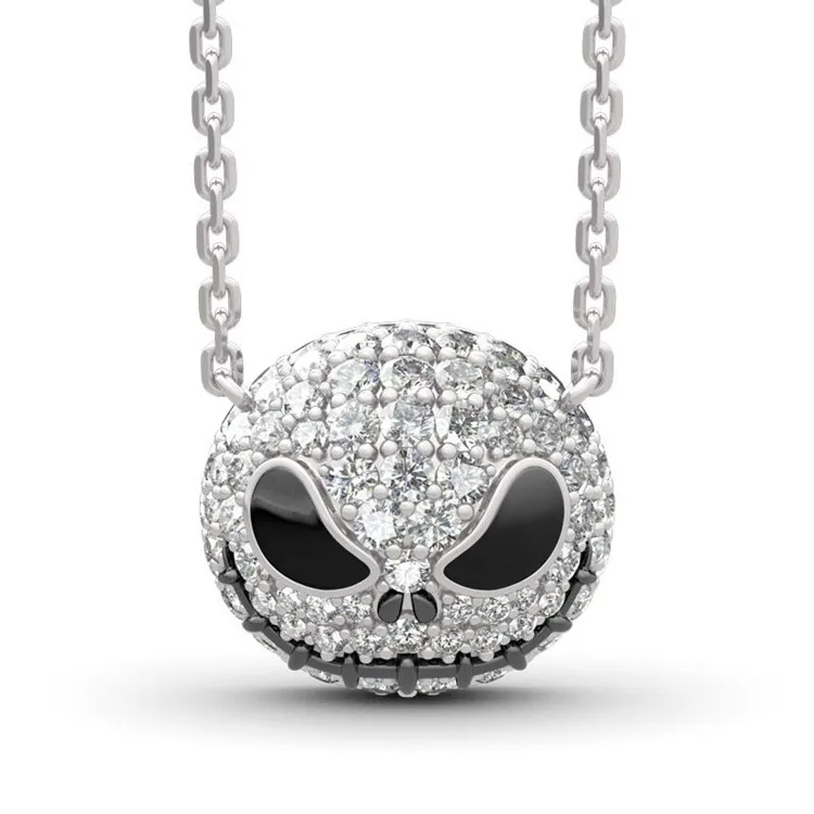 

Nightmare Before Christmas Skull Name Necklace Chokers Women Chain Punk Crystal Jewelry Pumpkin Jack Enamel Necklace