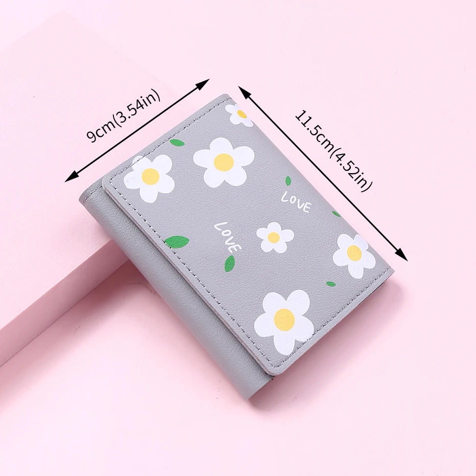 

New Fashion Women's Print Wallet Short Coin Purse Wallets For Woman Card Holder Small Ladies Female Hasp Flower Clutch 2021