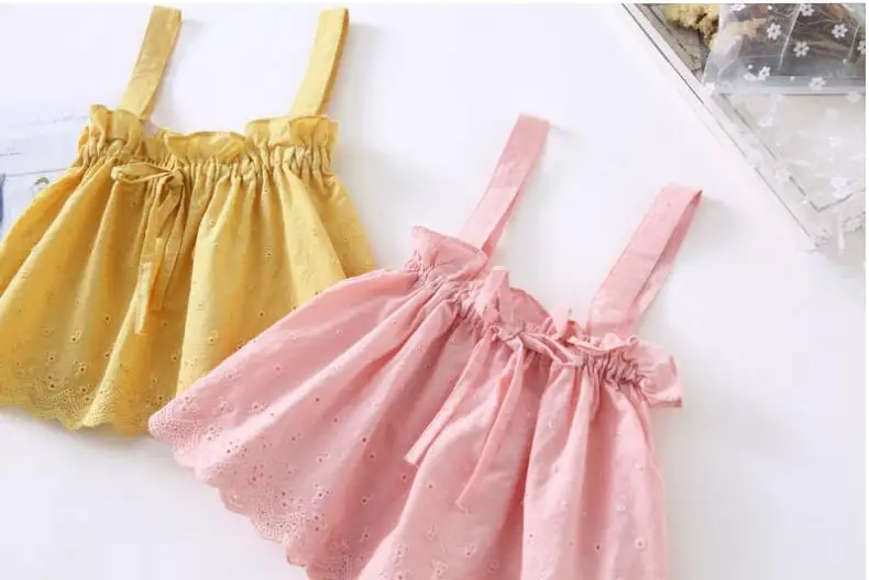 2020 летняя хлопковая футболка на бретельках для маленьких девочек милый загар