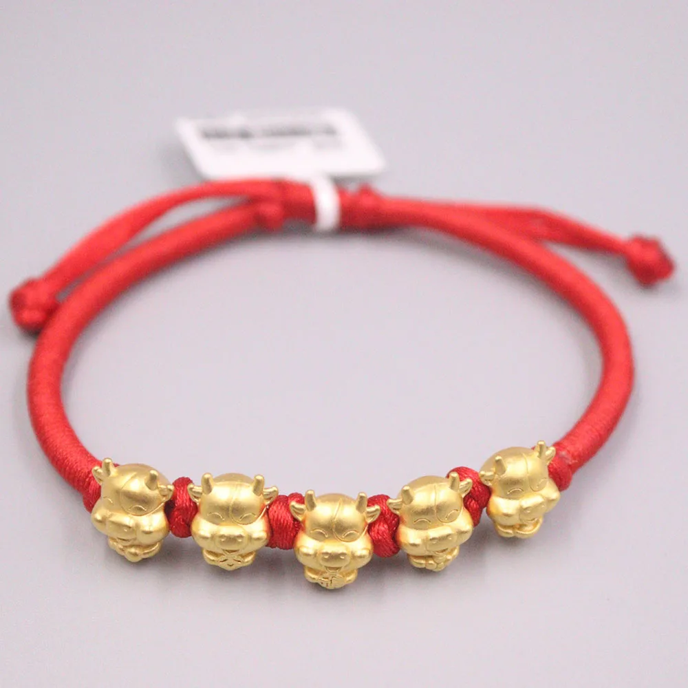 

5 шт., Коровья бусина из желтого золота с Красной веревкой, от 16 см до 20 см