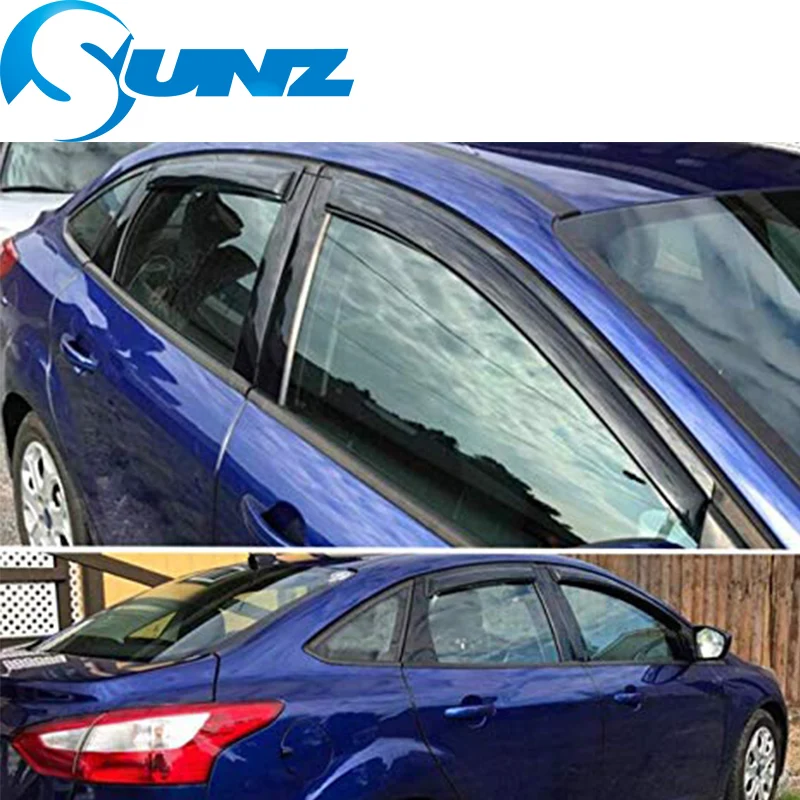 Для FORD FOCUS 2012- черный оконный козырек Дефлектор Дождь гвардии для FORD FOCUS 2012 2013 седан SUNZ