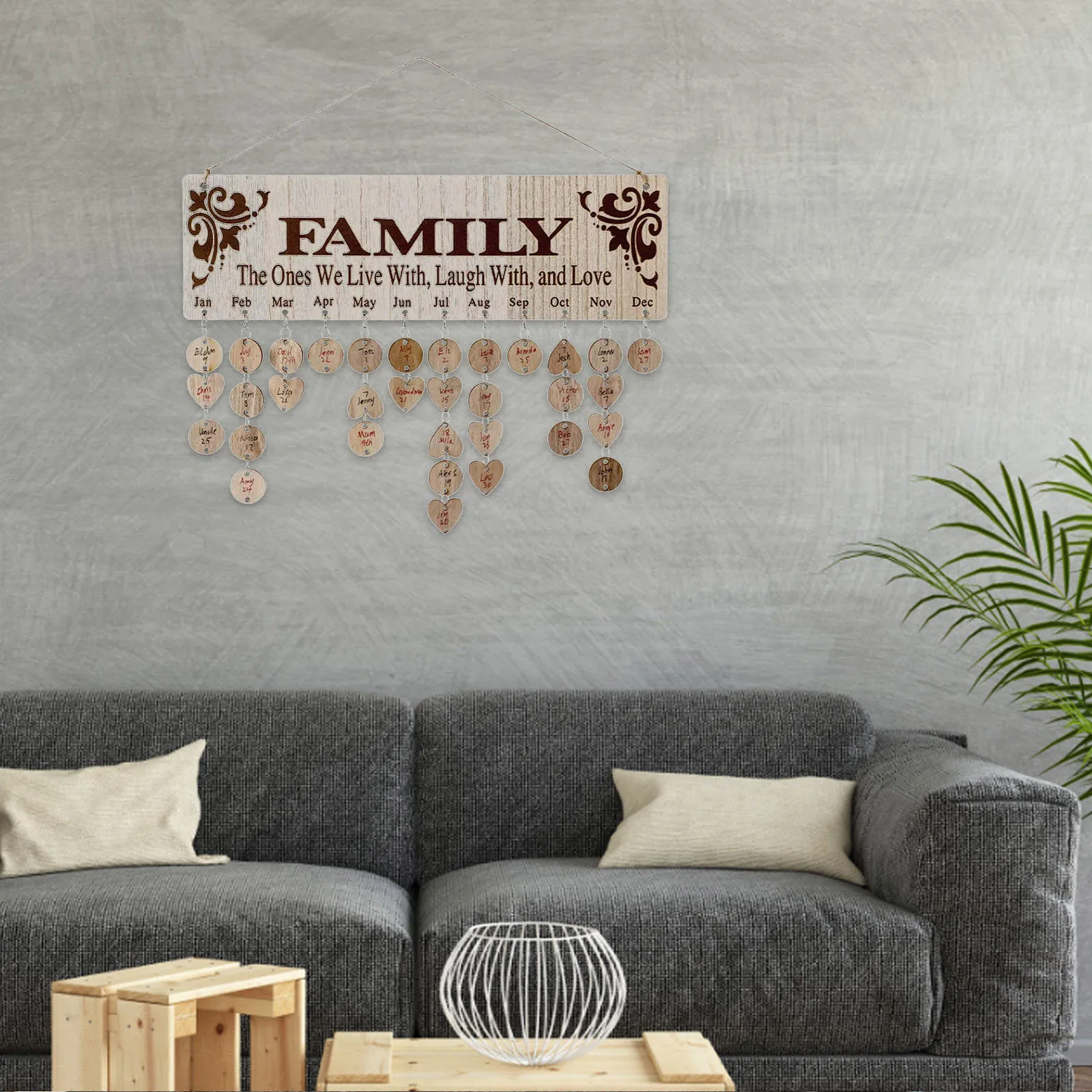 

Wooden Birthday Reminder Calendar Board Party Party Home Wall Decoration Crafts