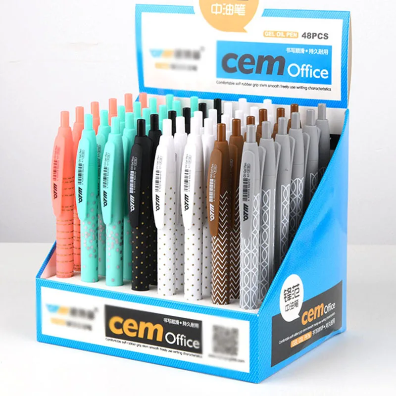 

Модная шариковая ручка в горошек в полоску, милые шариковые ручки 48 шт./лот, школьные и офисные канцелярские принадлежности для письма, пода...