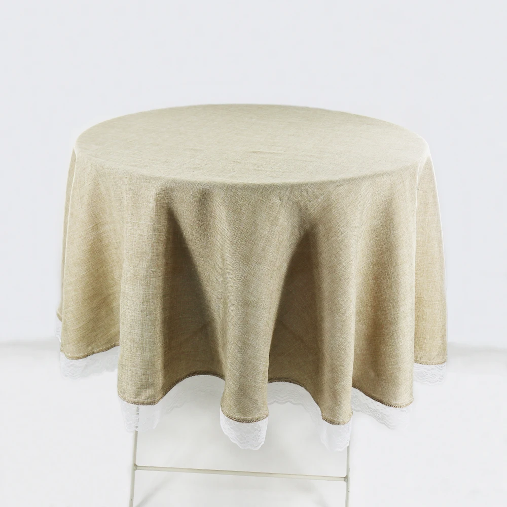 Круглого стола лен хлопок скатерть с кружевным краем домашняя для обеденного