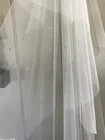 Фата свадебная, двухслойная, длинная, с кристаллами, с гребнем