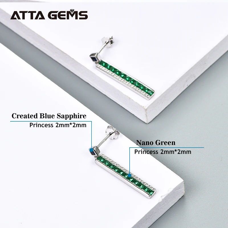 Серьги-подвески из стерлингового серебра с изумрудами зеленого цвета в