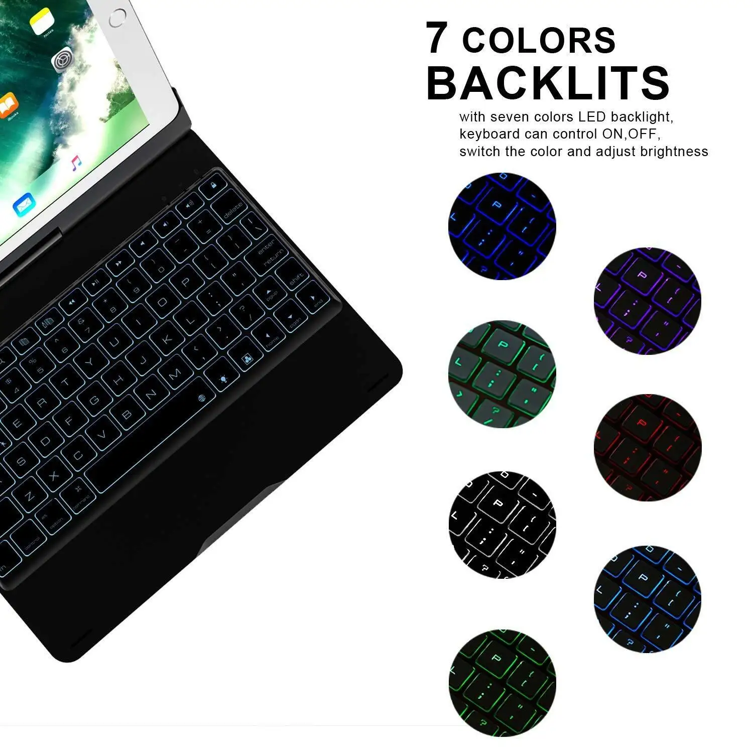 7 Colors Backlits Keyboard Case Aluminum Cover For iPad Pro 10.5" for iPad Air 1 2 Mini 1 2 3 4 Pro 9.7 Cover ipad 1 2 3 4