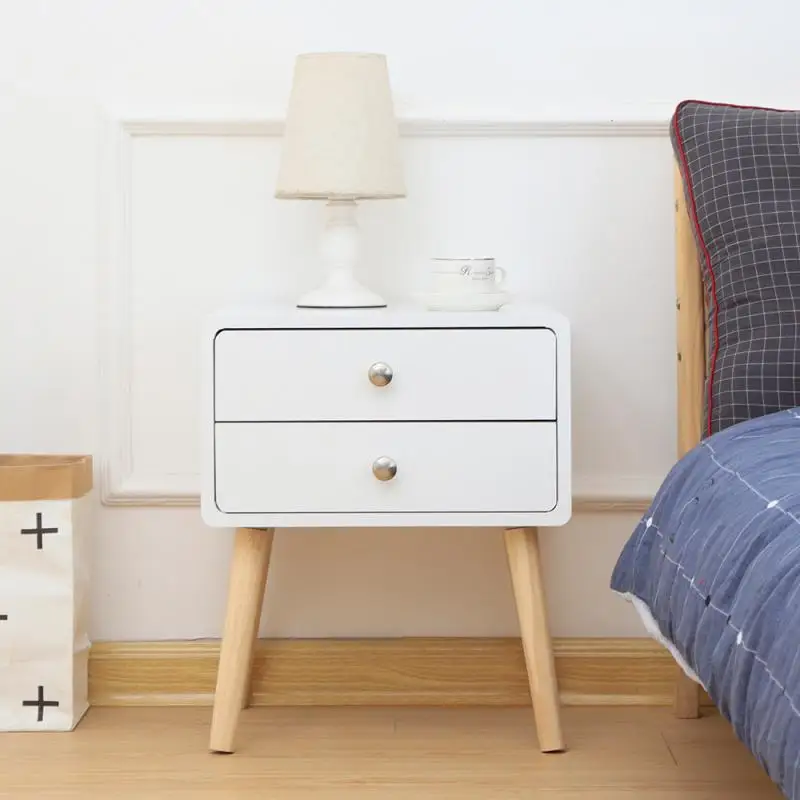 

Nordic Solid Wood Bedside Table Nightstand Storage Cabinet With 2 Drawers End Table For Apartment Bedroom HWC