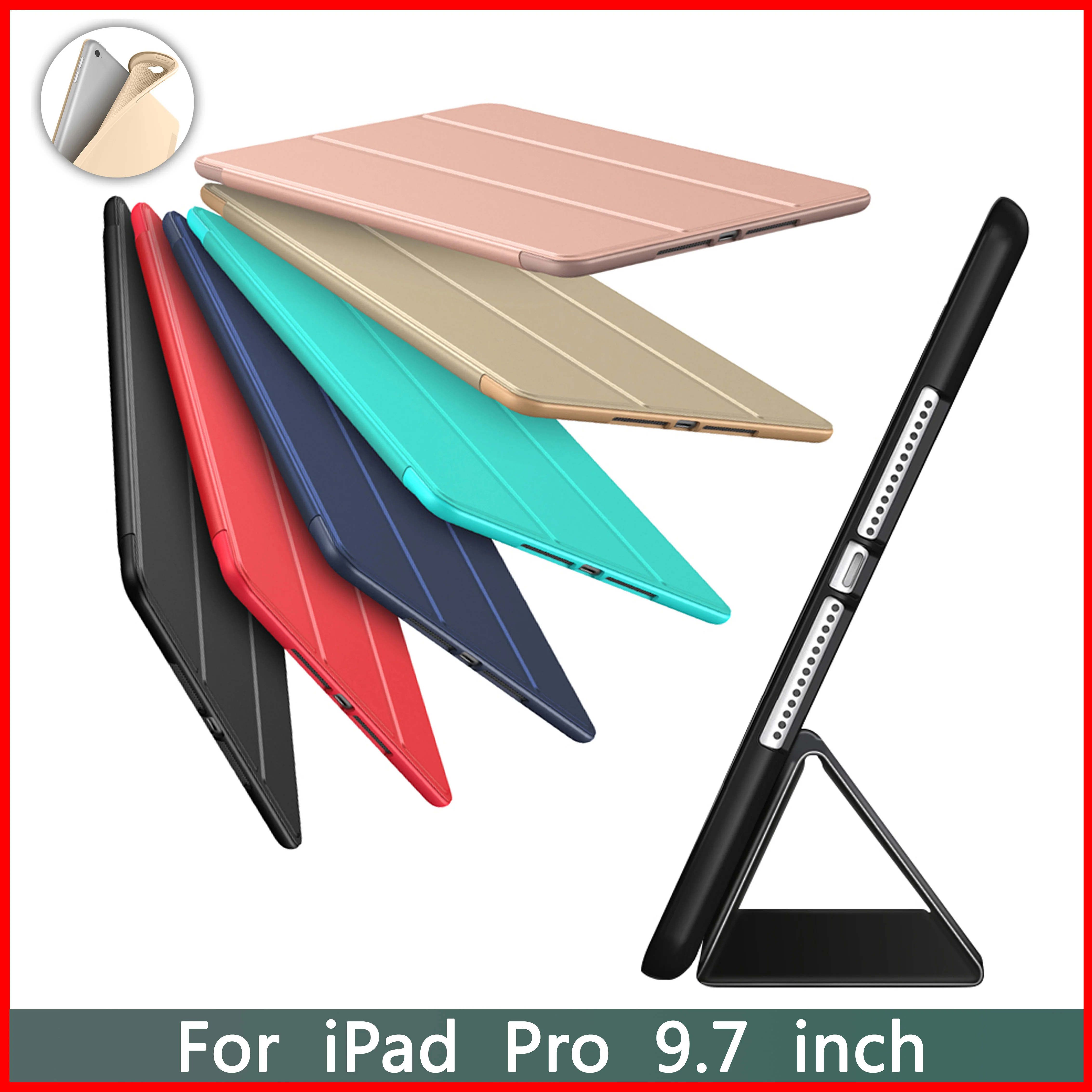 Чехол для Apple iPad Pro 9 7 2016 Мягкая силиконовая нижняя часть + чехол из искусственной