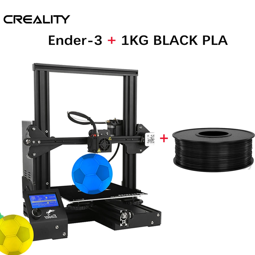 Ender-3 /Ender-3 Pro 3D Printer DIY Kit 3D printer Large Size I3 mini Resume Power Failure Printer ender 3 impresora 3D - Цвет: 3 ADD 1KG BLACK PLA
