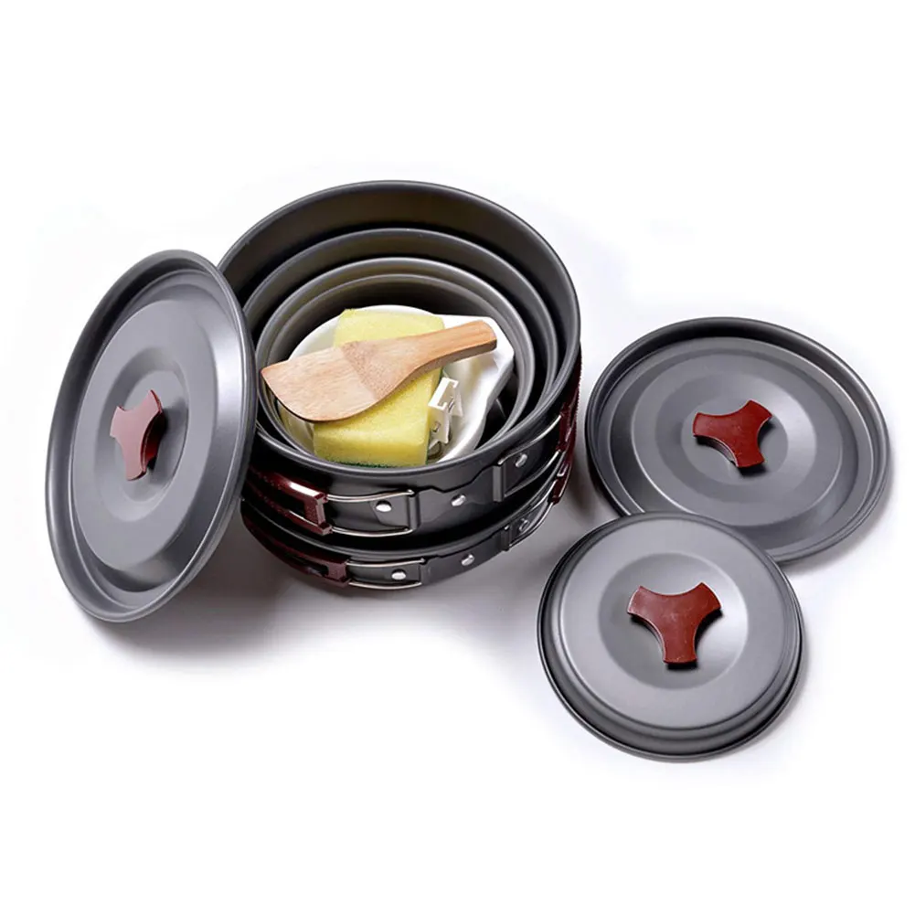 

Camping Cookware Set Picnic Stove Set Outdoor Cook Set Picnic Portable Ultralight Fold Cookware Pan 5-6 People for Cooking Red
