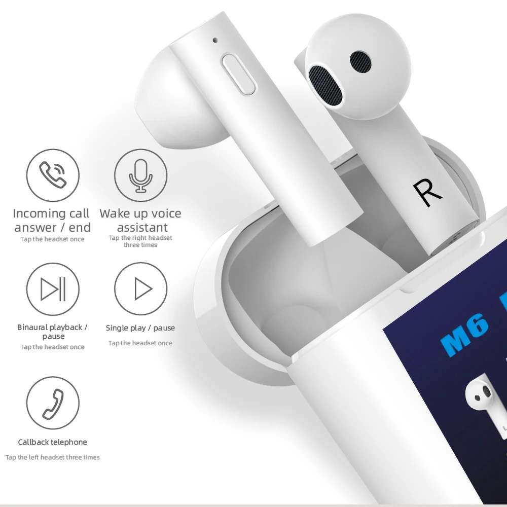 KEBIDU мини наушники вкладыши TWS Bluetooth 5 0 Беспроводной с микрофонами M6 плюс стерео
