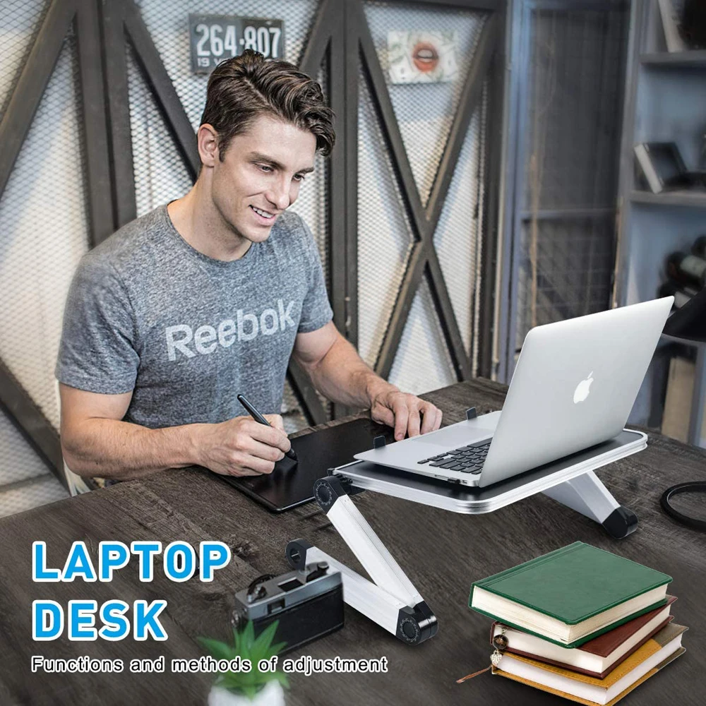 

Adjustable Laptop Stand Table Desk Portable Aluminum Ergonomic Lapdesk For TV Bed Sofa PC Notebook Desk Stand With Mouse Pad