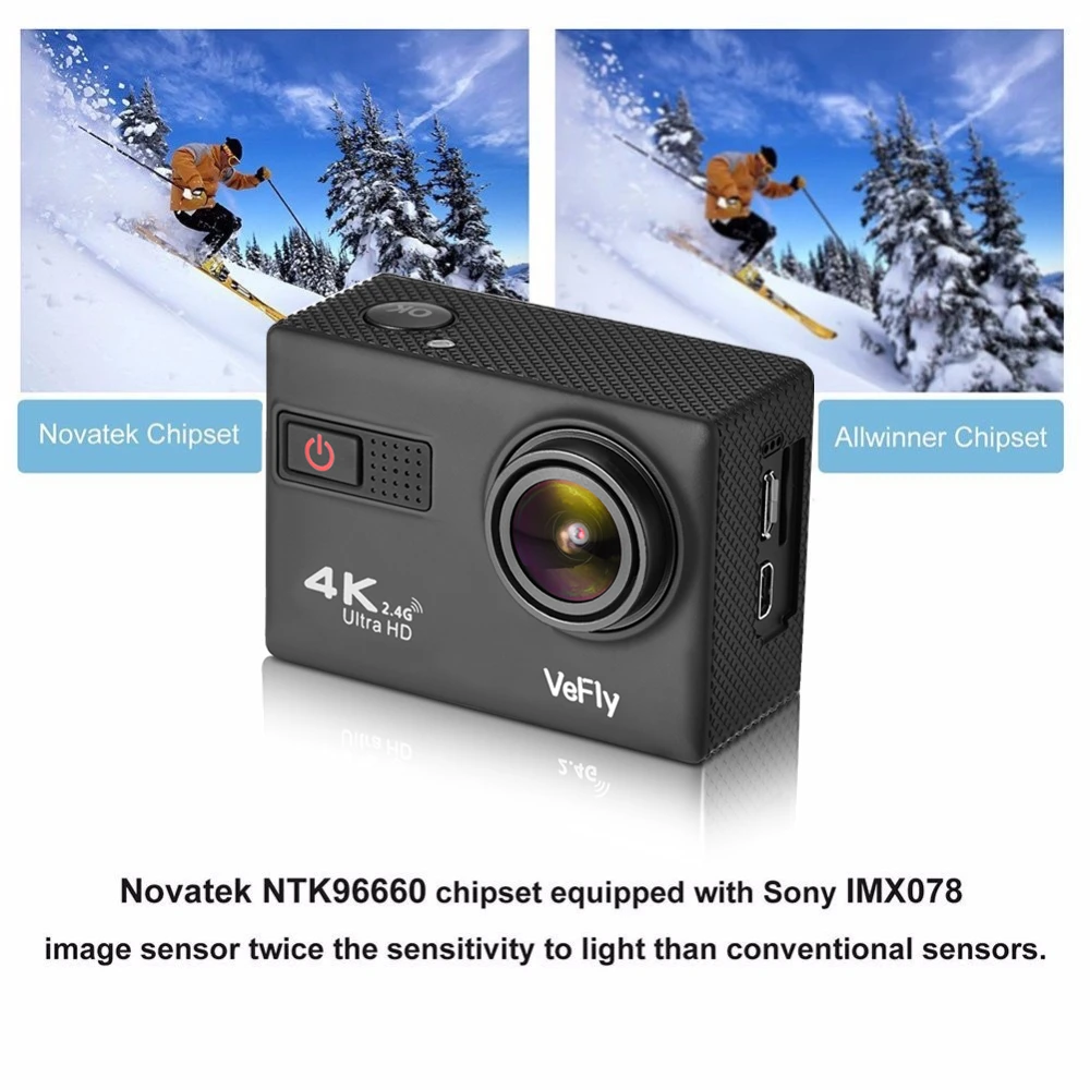 VeFly 4K 1080P Водонепроницаемая Ультра HD спортивная Экшн камера 2 0 дюймов экран