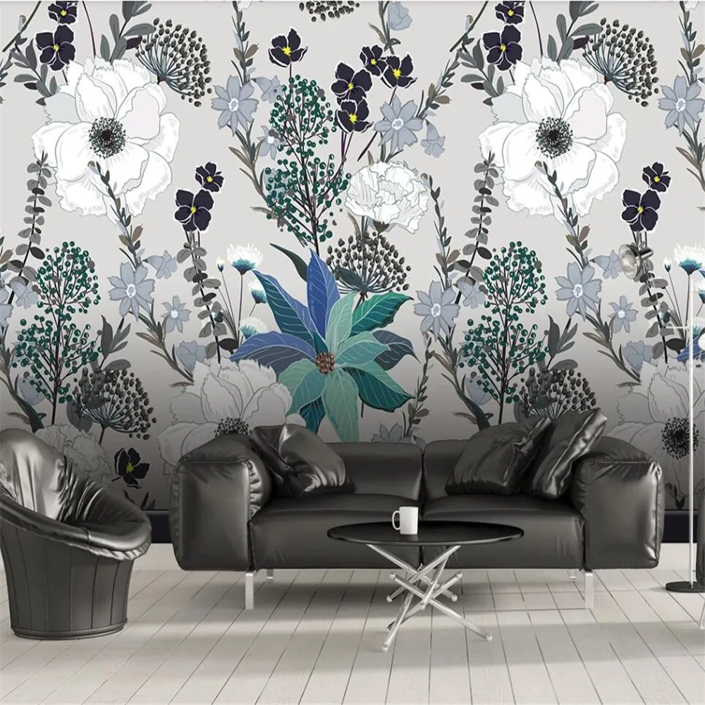 

Milofi custom 3D wallpaper mural European tropical plants leaves flowers background wall for living room bedroom decoration