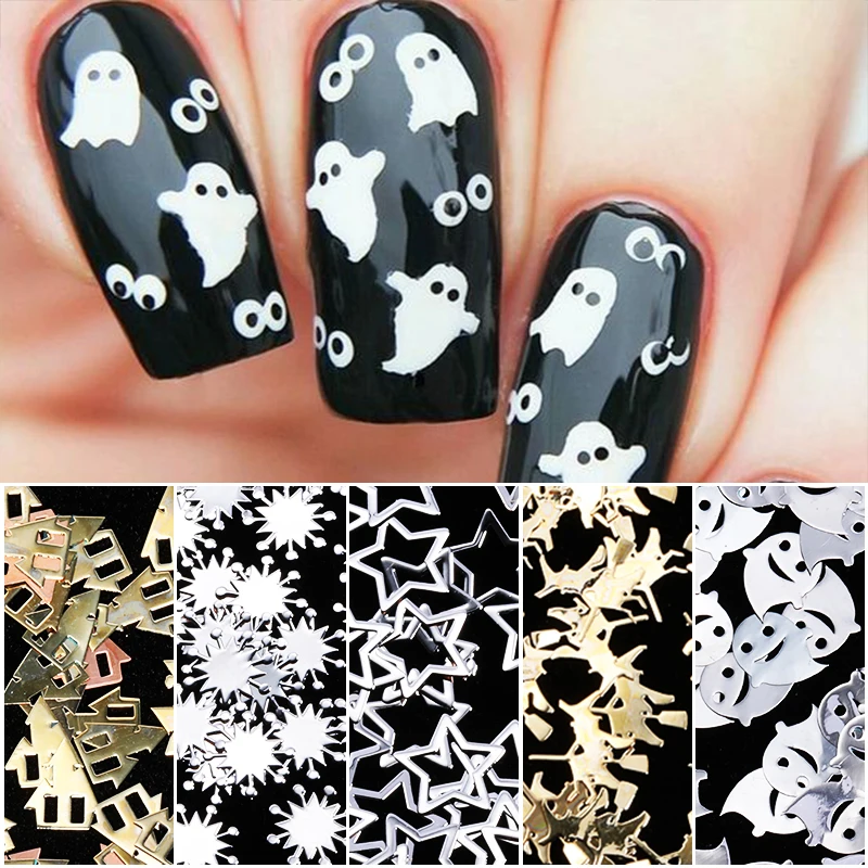 100 шт./пакет Смешанные черные золотые металлические украшения для ногтей летучая