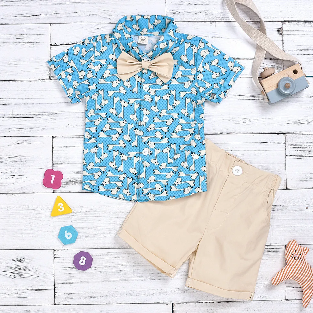 Рубашка джентльменская с бантом мультяшный комплект одежды для мальчиков