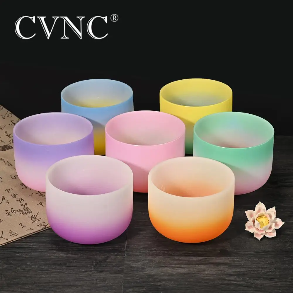 Чаша Поющая цветная матовая кварцевая с кристаллом 6 12 дюймов 7 шт.| |