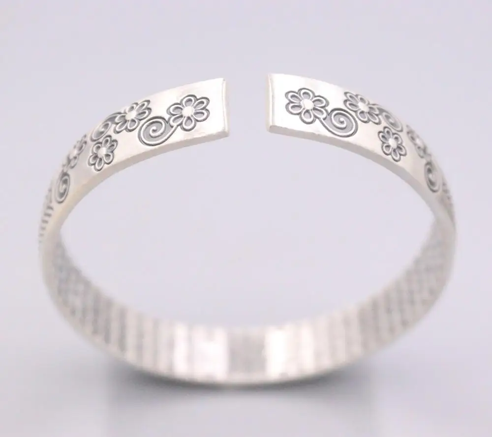 Новый однотонный 925 пробы серебряный браслет с цветочным узором и буддистскими