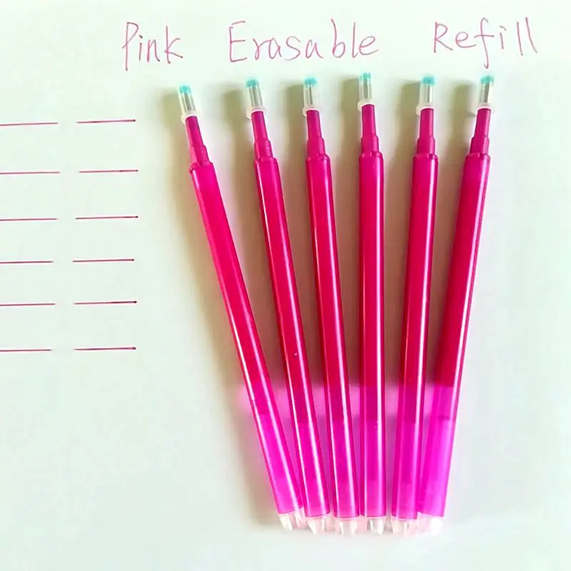 6 PCS PINK Frixion Pen Erasable Gel Pen Blue Red Black Ink 0.7mm Erasable Pen Refill Rod Friction Pen School Stationery Office Writing Tool - Цвет: 6 PCS PINK
