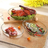 heat resistant oval glass plate steamed fish dish microwave oven baking dish tableware plate dishes salad dinner plate